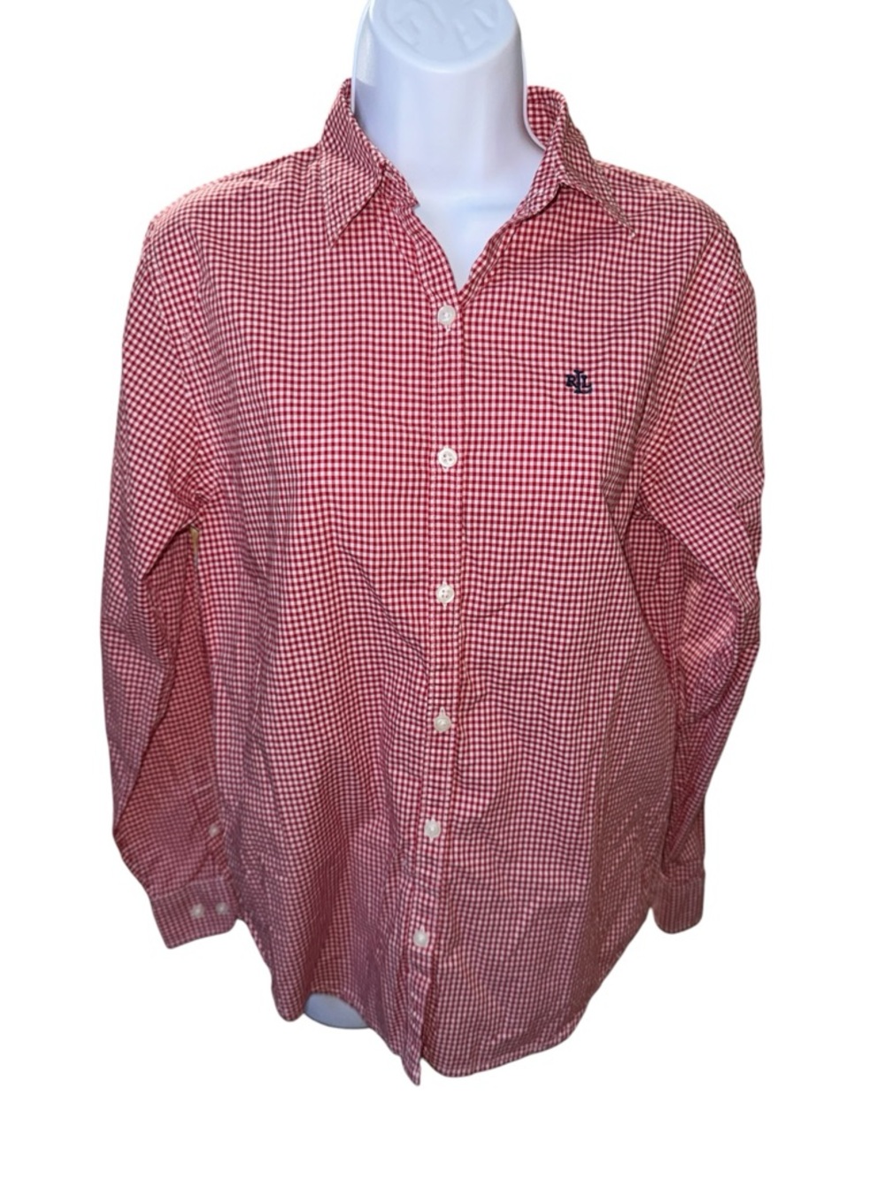 Women’s Lauren Ralph Lauren 100% Cotton Red/White Striped Button Down Shirt - S